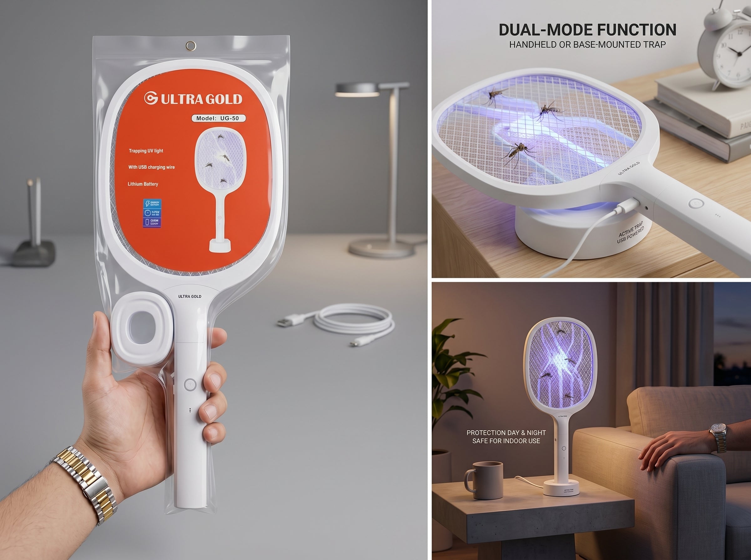 Ultra Gold UG-50 Rechargeable UV Mosquito Killer Racket