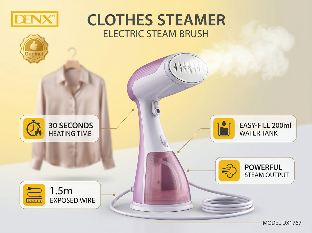 DENX DX1767 Clothes Steamer – Electric Steam Brush